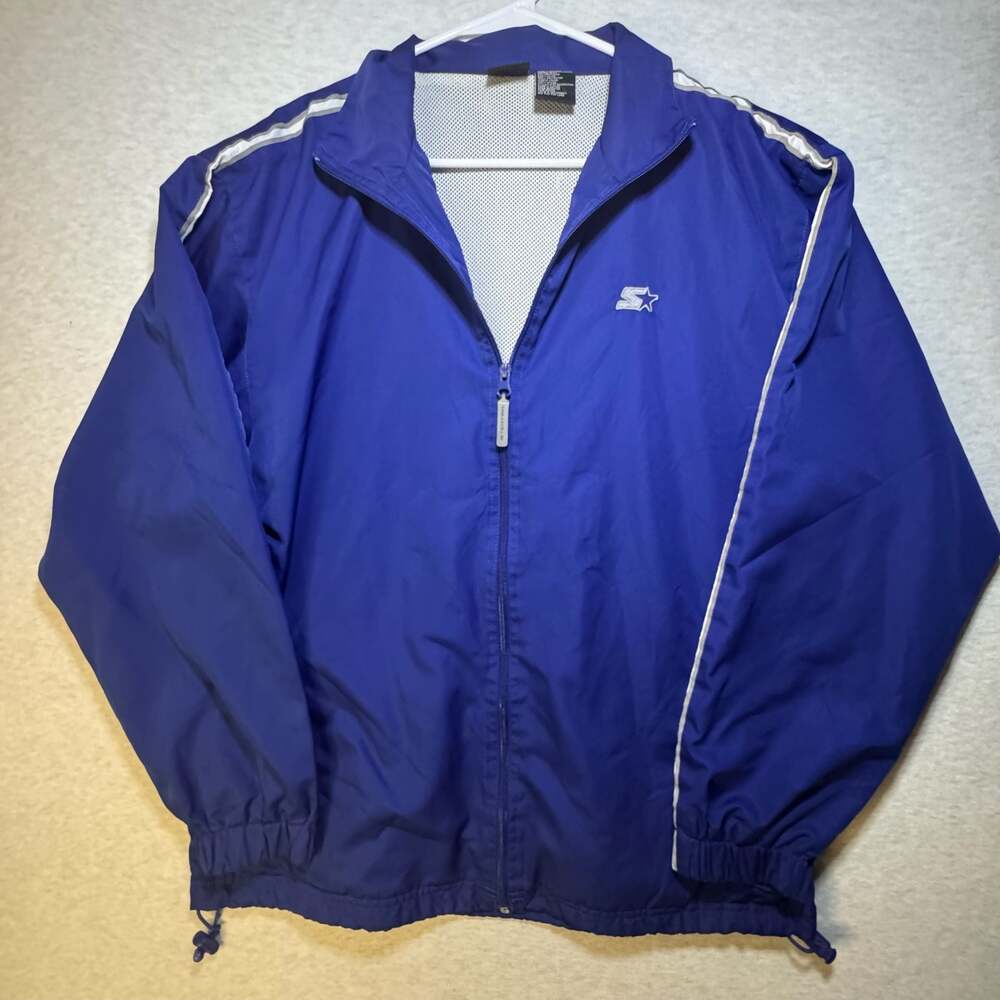 Vintage Starter Blue Full Zip Windbreaker Jacket Men's Small